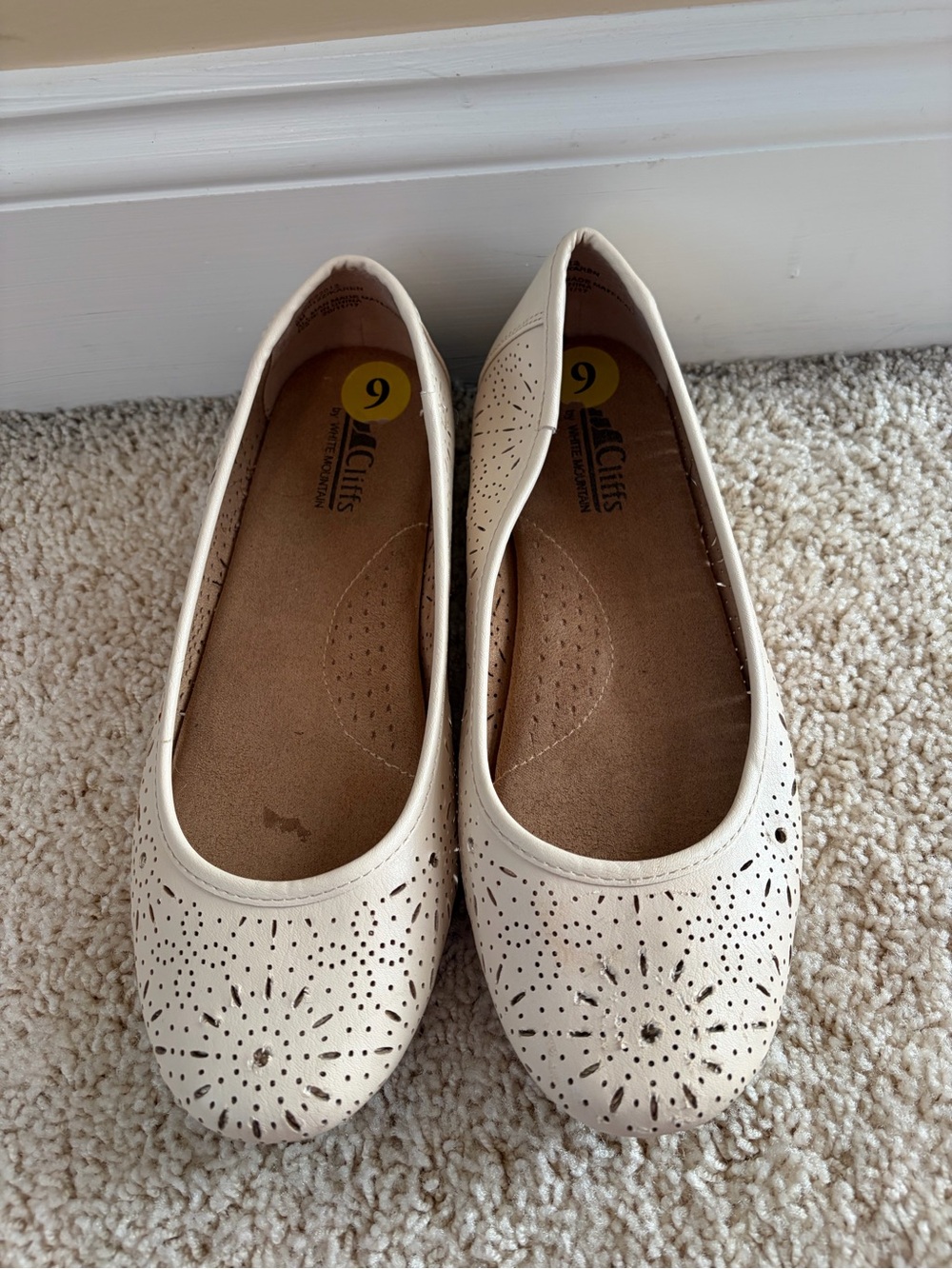 White Mountain Cream Perforated Ballet Flats